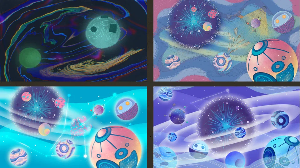 India Foundation for the Arts brand film — cosmos sequence exploratory illustration 1